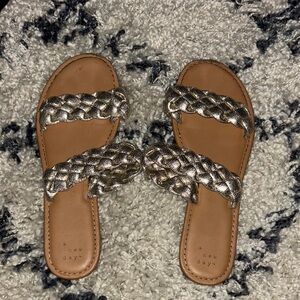 A New Day gold Braided Slide Sandals